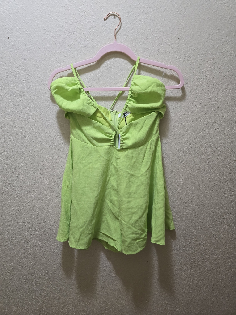 NWT Showpo. Neon Lime Green Khari Halter Playsuit